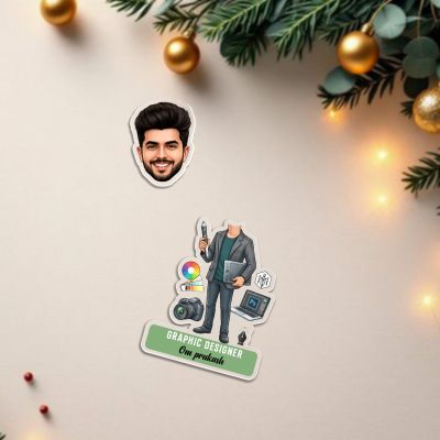 Personalized Graphic Designer Bobblehead Caricature with Battery Powered Moving Head Feature  Desktop Décor for Artists & Illustrators Gift for Graphic Designer